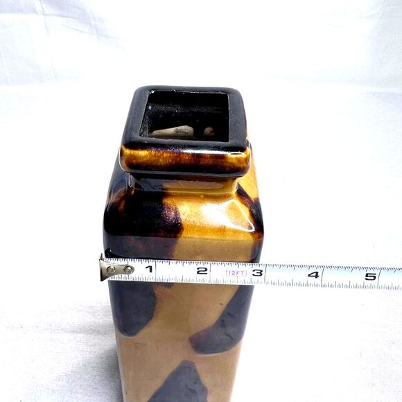 1960’s/70 10” Modern Fat Lava style Japan Ochre-Brown Glaze Glossy Ceramic Vase - Picture 7 of 8
